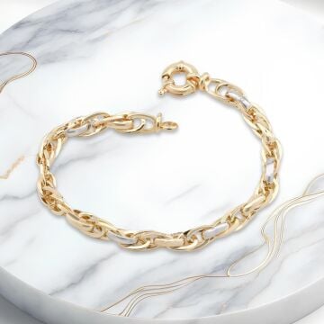 Altın Model 925 Ayar Gümüş Hallow Bileklik