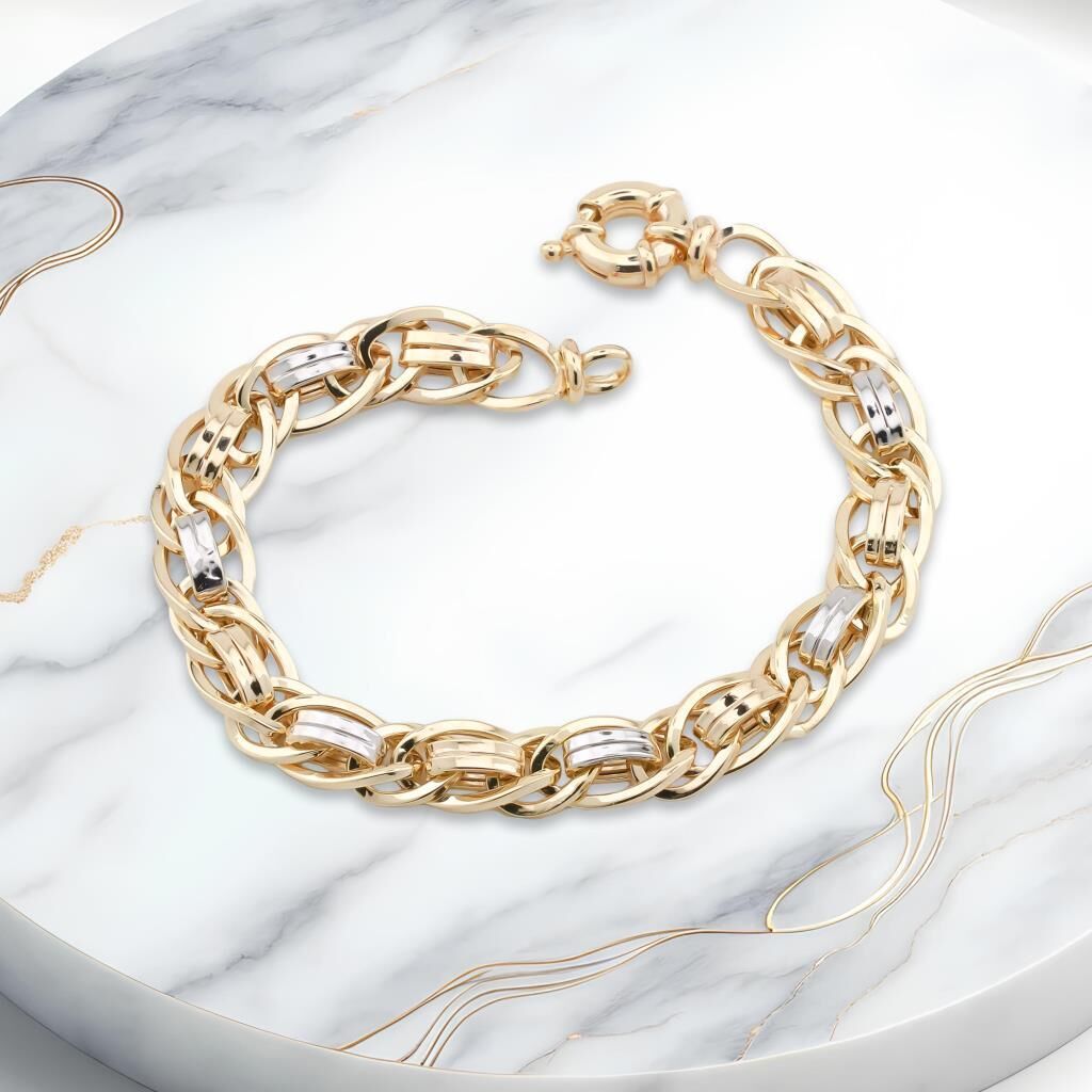 Altın Model 925 Ayar Gümüş Hallow Bileklik