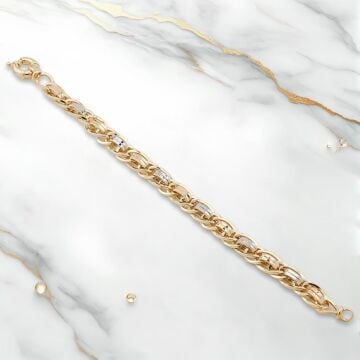 Altın Model 925 Ayar Gümüş Hallow Bileklik