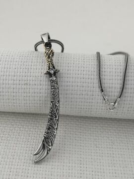 La Feta İlla Ali La Seyfe İlla Zülfikar Yazılı Beyaz Taşlı Gümüş Kolye