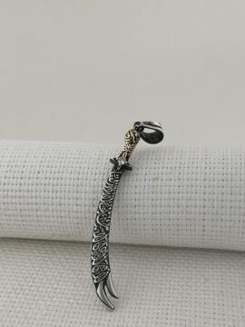 La Feta İlla Ali La Seyfe İlla Zülfikar Yazılı Beyaz Taşlı Gümüş Kolye Ucu