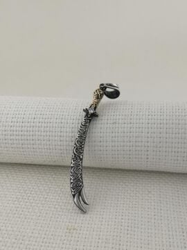 La Feta İlla Ali La Seyfe İlla Zülfikar Yazılı Beyaz Taşlı Gümüş Kolye Ucu