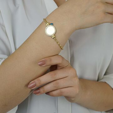 Plakalı İsim Harf Yazılabilir Nazarlı  Halat Zincirli 925 Ayar Gümüş Kadın Bileklik