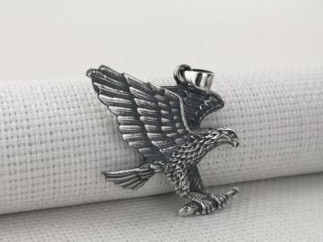 Büyük Kartal Tasarımlı 925 Ayar Gümüş Kolye Ucu