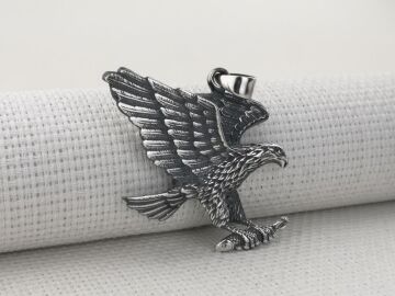 Büyük Kartal Tasarımlı 925 Ayar Gümüş Kolye Ucu