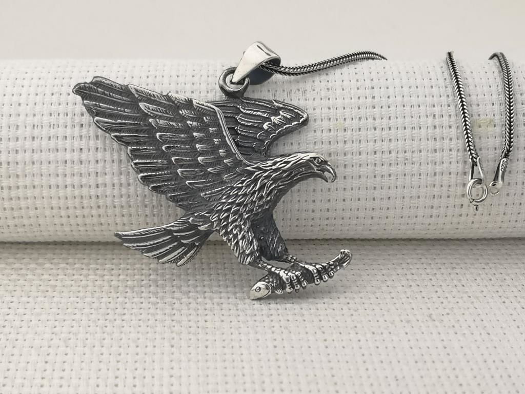 Büyük Kartal Tasarımlı 925 Ayar Gümüş Kolye