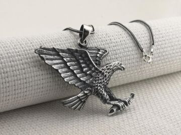 Büyük Kartal Tasarımlı 925 Ayar Gümüş Kolye