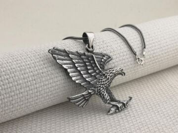 Büyük Kartal Tasarımlı 925 Ayar Gümüş Kolye