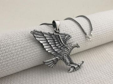 Büyük Kartal Tasarımlı 925 Ayar Gümüş Kolye