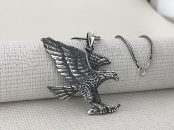 Büyük Kartal Tasarımlı 925 Ayar Gümüş Kolye