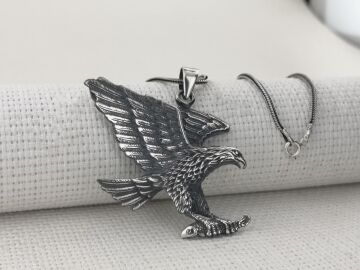 Büyük Kartal Tasarımlı 925 Ayar Gümüş Kolye