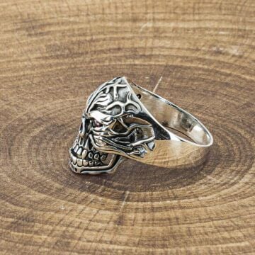 925 Ayar Gümüş Kuru Kafa Motifli Yüzük