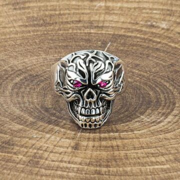 925 Ayar Gümüş Kuru Kafa Motifli Yüzük