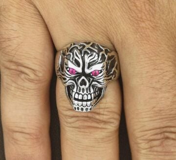 925 Ayar Gümüş Kuru Kafa Motifli Yüzük