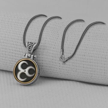 Üç Hilal Ortası Dönen 925 Ayar Gümüş Kolye