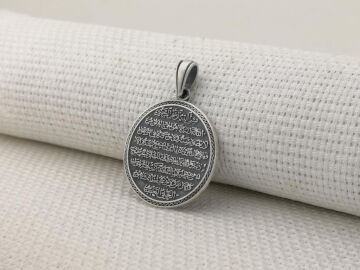 Ayetel Kürsi Ayeti Yazılı 925 Ayar Gümüş Kolye Ucu