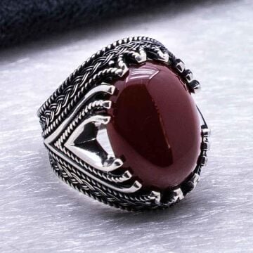 925 Ayar gümüş Akik Taşlı Gümüş Yüzük