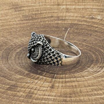 925 Ayar Gümüş Baykuş Motifli Yüzük