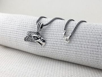 Kartal Kafası Tasarımlı 925 Ayar Gümüş Kolye