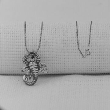 Akrep Büyük Boy 925 Ayar Gümüş Erkek Kolye