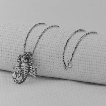 Akrep Büyük Boy 925 Ayar Gümüş Erkek Kolye