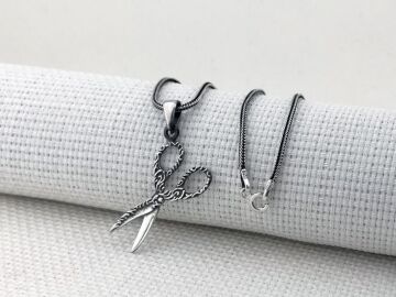 Makas Tasarımlı 925 Ayar Gümüş Kolye