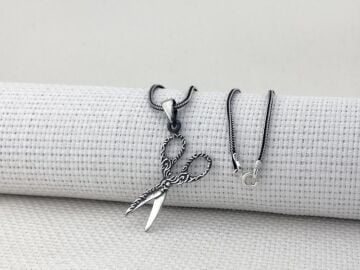 Makas Tasarımlı 925 Ayar Gümüş Kolye