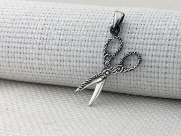 Makas Tasarımlı 925 Ayar Gümüş Kolye Ucu