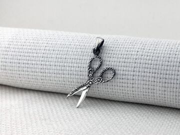 Makas Tasarımlı 925 Ayar Gümüş Kolye Ucu