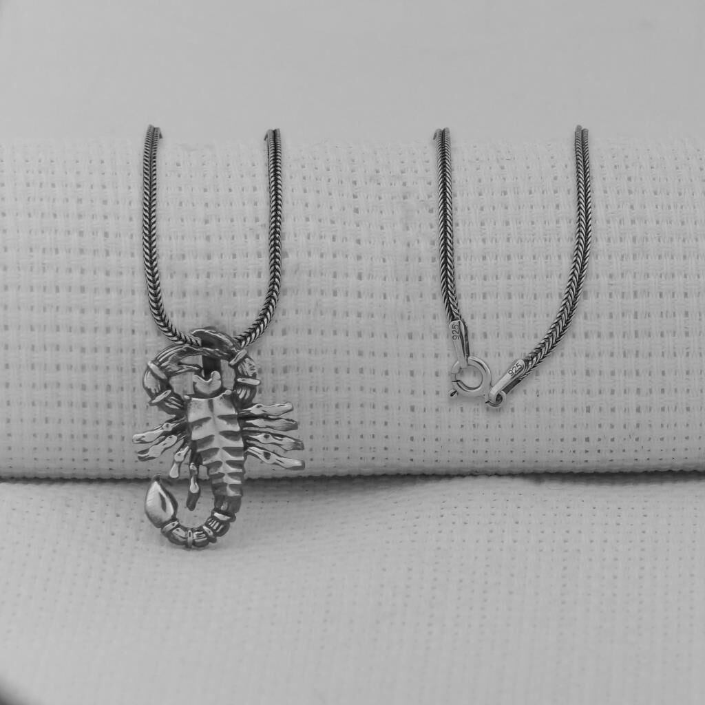 Akrep Büyük Boy 925 Ayar Gümüş Erkek Kolye