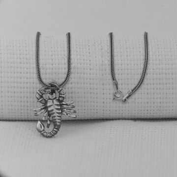 Akrep Büyük Boy 925 Ayar Gümüş Erkek Kolye