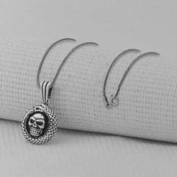 Kurukafa Yılan Tasarımlı 925 Ayar Gümüş Kolye