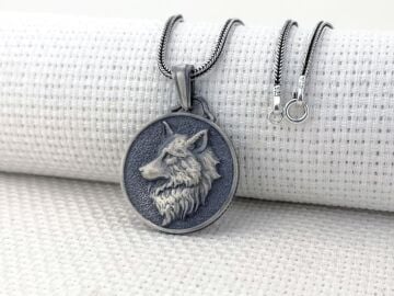 Kurt Kafası Üç Boyutlu 925 Ayar Gümüş Kolye