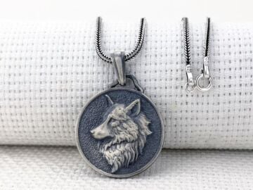 Kurt Kafası Üç Boyutlu 925 Ayar Gümüş Kolye