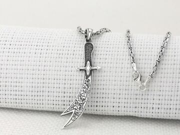 Zülfikar Kılıç Tasarımlı Kral Zincirli 925 Ayar Gümüş Kolye