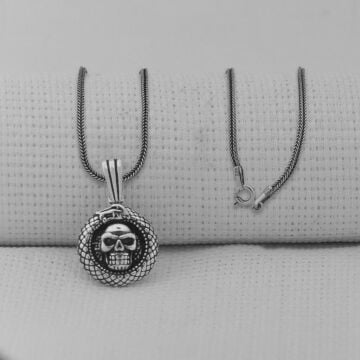 Kurukafa Yılan Tasarımlı 925 Ayar Erkek Gümüş Kolye