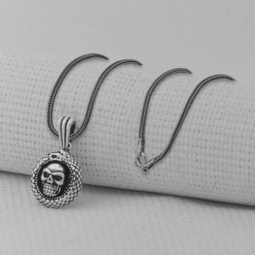 Kurukafa Yılan Tasarımlı 925 Ayar Erkek Gümüş Kolye