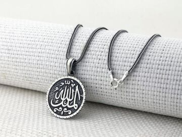 Mülki Allah Mülk Allah'ın Yazılı 925 Ayar Gümüş Kolye