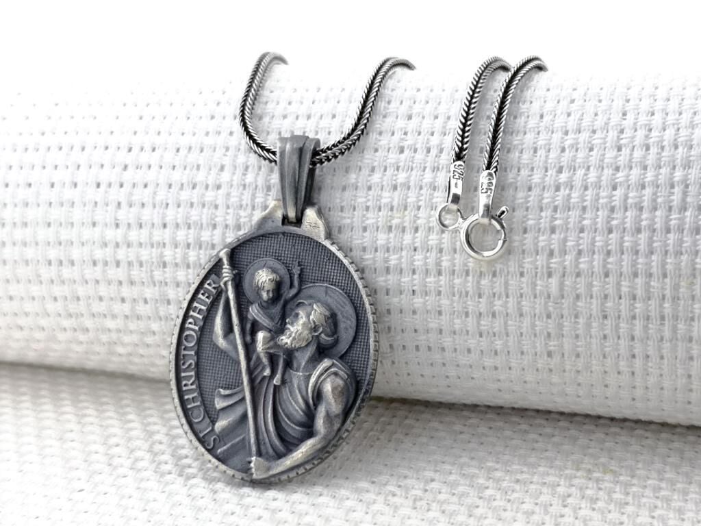 Aziz Christopher Üç Boyutlu 925 Ayar Gümüş Kolye