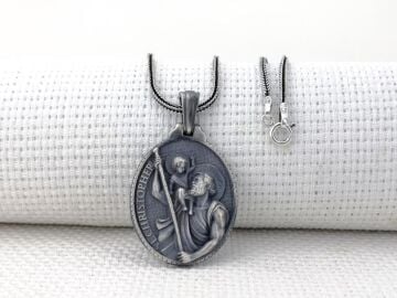 Aziz Christopher Üç Boyutlu 925 Ayar Gümüş Kolye