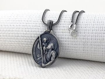 Aziz Christopher Üç Boyutlu 925 Ayar Gümüş Kolye