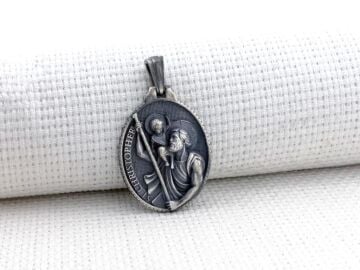 Aziz Christopher Üç Boyutlu 925 Ayar Gümüş Kolye Ucu