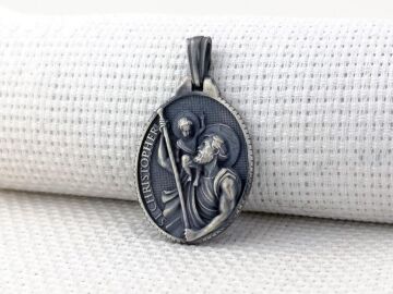 Aziz Christopher Üç Boyutlu 925 Ayar Gümüş Kolye Ucu