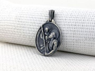 Aziz Christopher Üç Boyutlu 925 Ayar Gümüş Kolye Ucu