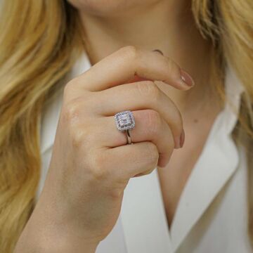 Baget Taşlı Kare Model 925 Ayar Gümüş Yüzük