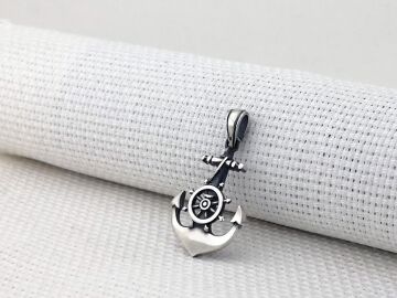 Çapa Dümen Tasarımlı 925 Ayar Gümüş Kolye Ucu