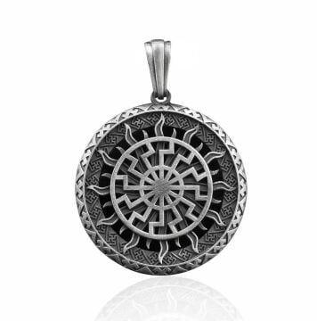 Svarog Slav Güneş Tanrısı 925 Ayar Gümüş Kolye Ucu