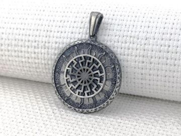 Svarog Slav Güneş Tanrısı 925 Ayar Gümüş Kolye Ucu