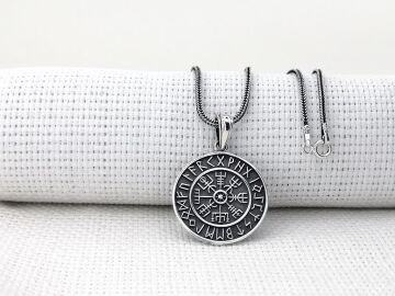 Viking Vegvisir 925 Ayar Gümüş Kolye