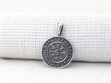 Viking Vegvisir 925 Ayar Gümüş Kolye Ucu